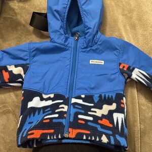 Columbia Blue and Multicolor Hooded Jacket